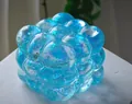 Blue translucent bubble cube squishy toy with interior glitter for tactile stress relief - Glitter Cube Squishy [Blue] OPP Bag