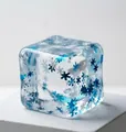 Blue and white snowflake pattern square squishy toy for stress relief maltose cube - Snowflake Ice Cube [Transparent] OPP Bag