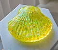 Translucent yellow shell shaped glitter squishy toy for creative sensory stress relief - Large Shell Squishy / Yellow