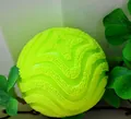 Vibrant neon green textured squishy ball decompression toy with wavy relief patterns - Wavy Pattern Hairy Ball Squishy / Box Packaging / Green