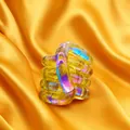 Giocattolo antistress Tangle iridescente giallo trasparente flessibile per relax - Serie Cristallo Arcobaleno Colorato / Scatola Regalo Premium / Giallo Galvanico