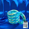 Giocattolo fidget tangle blu trasparente cangiante per alleviare lo stress e concentrarsi - Serie Cristallo Arcobaleno Colorato / Scatola Regalo Premium / Blu Galvanizzato