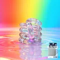 Giocattolo fidget di decompressione in cristallo iridescente per ADHD, arcobaleno - Serie Cristallo Arcobaleno Colorato / Scatola Regalo Premium / Bianco Iridescente Galvanizzato