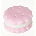Macro view of a realistic pink sandwich biscuit squishy toy for stress relief and fun - Round Cookie / 70g Pack / Pink