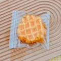 Fried waffle squishy toy with realistic breadcrumb texture in clear zip-lock bag packaging - Waffle (Fried)