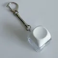 Stress relief mechanical keyboard switch tester keychain with white keycap and light - White