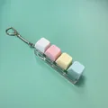 Mechanical switch tester keychain featuring four macaron color keycaps for stress relief - 4 Hooks / No Light / White Pink Yellow Blue