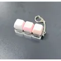 Rosa mechanische Tastatur Schalter Fidget Spielzeug Schlüsselanhänger mit Makronen-Tasten - 3-Tasten / Ohne Licht / Weiß Rosa Gelb