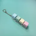 Macaron pastel mechanical switch tester keychain fidget toy with four colorful keycaps. - 4-Key Layout / No Light / Blue Green Yellow Pink