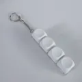 4-key mechanical keyboard switch tester keychain toy with white blank keycaps - No Light Snake Chain OPP / White