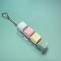 Porte-clés testeur de touches de clavier macaron minimaliste pour soulager le stress à 4 touches - Disposition à 4 Touches / Sans Lumière / Blanc Rose Jaune Vert