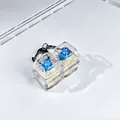 Transparent 2-key mechanical switch fidget keychain featuring blue switches and LED light - With LED Lights / 2-Key Transparent
