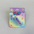 Close-up of 3-key mechanical switch stress relief toy in colorful blister packaging - 3-Key Linear Style (6260846758365) / Non-Luminous - Blister Card / Purple/Pink Transparent