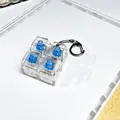 High transparency 4-key mechanical keyboard switch fidget toy keychain with blue axes - 4-Key Grid Transparent