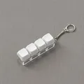 Close-up of a 4-key mechanical keyboard fidget toy keychain on grey background - 4-Key I-Shape