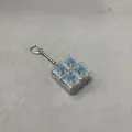 4-key mechanical keyboard switch tester keychain with blue switches in a clear case - Without Lights / Square Transparent Four Key
