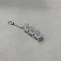 3-key mechanical switch tester keychain fidget toy with transparent keycaps and blue switches - PC Bagged 3-Key