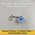 Mechanical keyboard switch fidget toy keychain with blue stem and transparent case - No Light / Blue