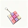 Kreativer mechanischer Tastatur 9-Tasten Schlüsselanhänger mit bunten Pastellkappen - 9-Tasten Rosa Lila Orange Gelb Gemischt (00002) / Ohne Licht