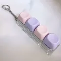 Macaron-colored 4-key mechanical keyboard switch tester keychain in pink and purple - Pink Purple Pink Purple