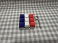 9-key mechanical switch tester keychain with blue white red keycaps fidget toy gift - Red White Blue