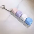 4-key mechanical keyboard switch tester keychain with colorful macaron keycaps - Pink Purple White Blue