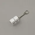 Two-key mechanical keyboard switch keychain fidget toy with white keycaps and clear base - 2 Keys