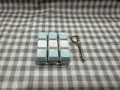9-key mechanical keyboard switch tester keychain with blue and white keycaps - Light Blue White