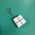 White 4-key mechanical switch decompression fidget toy keychain with transparent base - Macaron Bagged Grid 4-Key