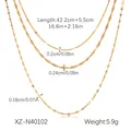 Detailweergave van de drielaagse 18k vergulde roestvrijstalen ketting met afmetingen - Drielaagse Geometrische Stijl(XZ-N40102)