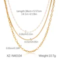 Gedetailleerde afmetingen van 18k vergulde roestvrijstalen gelaagde ketting - Kunstparel Gelaagde Stijl(XZ-N40104)