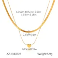 Detailweergave van de 18K vergulde dubbellaagse hartketting met maten en gewicht - Harthanger Slangenketting Stijl(XZ-N40207)