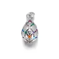 Elegant colorful egg-shaped pendant with sparkling stones in silver finish for DIY jewelry making - Multicolor Gemstone Scale Egg Pendant (D)