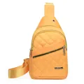 Fashionable yellow quilted nylon chest bag for women with elegant embroidery finish - Style 137 / Orange