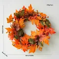 48cm Autumn maple leaf wreath with colorful berries for Harvest Festival door decor - 48cm / Autumn Red Maple Leaf Style (D)