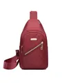 Stylish wine red nylon quilted chest bag for women fashion crossbody travel sling bag pack - Style 135 / Burgundy