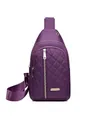 Stylish purple quilted nylon sling bag for women, perfect for daily outdoor travel - Style 136 / Purple