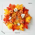 Autumn maple leaf wreath with pumpkins and berries, 45cm diameter variant - Pumpkin Cotton Berries Style (E)