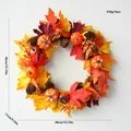 Autumn harvest door wreath featuring maple leaves, pumpkins, and pine cones, 15.74 inch - Orange Maple Pumpkin Style (F)