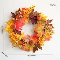 40cm Autumn maple leaf wreath for front door harvest festival Halloween wall decoration - Multicolor Maple Berries Style (G)