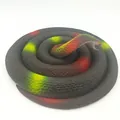 Realistic soft rubber prank toy snake in coiled pose with detailed textured scales - 140cm King Cobra / Brown