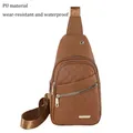 Brown diamond quilted PU leather chest bag for women, wear-resistant and waterproof. - Style 137 (PU Material) / Brown