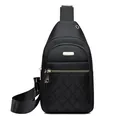 Stylish black quilted nylon chest bag for women, versatile crossbody sling bag for travel. - Style 138 / Black