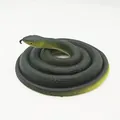 Realistic dark green and yellow coiled snake toy made of soft rubber for pranks and display - 120cm Field Snake / Black Cyan