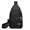 Fashionable black quilted nylon chest bag with adjustable strap and gold zipper detail - Style 137 / Black
