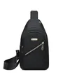 Classic black quilted nylon sling bag for women with adjustable strap - Style 135 / Black
