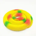 Realistic coiled yellow rubber snake toy with green and red spots for prank props - 100cm Thick Snake / Yellow