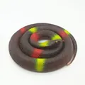 Realistic coiled soft rubber toy snake model in brown, red and yellow for prank props - 100cm Thick Snake / Brown