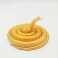 Realistic coiled yellow soft rubber toy snake animal model prank prop for kids play - 80cm Cobra / Gold