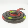 Realistic coiled multi-colored soft rubber toy snake prank prop and animal model for kids - 120cm Cobra / Brown